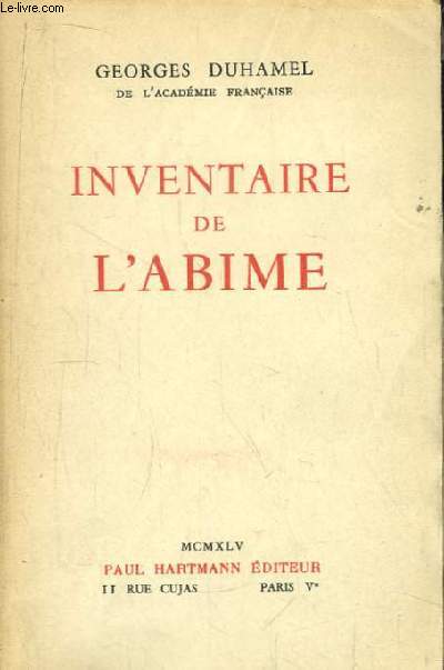 Inventaire de l'abime. 1884 - 1901