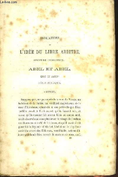 Indications de l'Ide du Libre Arbitre. Seconde indication. Abel et Abel, Esau et Jacob : rcit biblique.