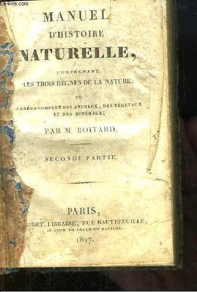 Manuel d'Histoire Naturelle. 2nde partie
