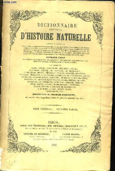 Dictionnaire Universel d'Histoire Naturelle. TOME XII, 2e partie Teratopteris - Vancouverie