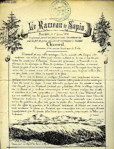 Le Rameau de Sapin 13me anne - 1879. 11 livraisons sur 12, manque le N5 : La Chauve-Souris de la grotte de Mtiers - Chasseral - Le Daim - Le chat sauvage - La vache fidle - Le cerf dans le Jura ...