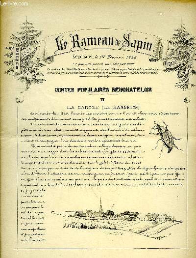 Le Rameau de Sapin 19me anne - 1885. Complet de ses 12 livraisons. : Contes populaires neuchtelois - Une hutte de charbonnier - Le lac des Taillres et la source de la Reuse ...