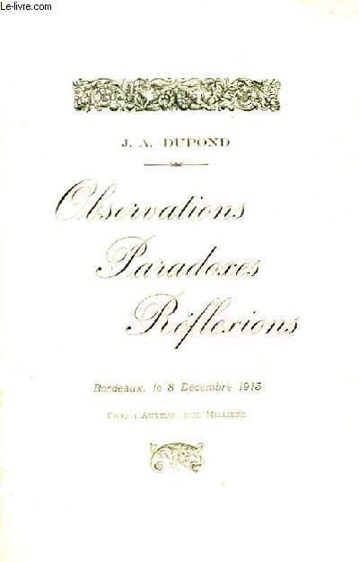 Observations, Paradoxes, Rflexions.