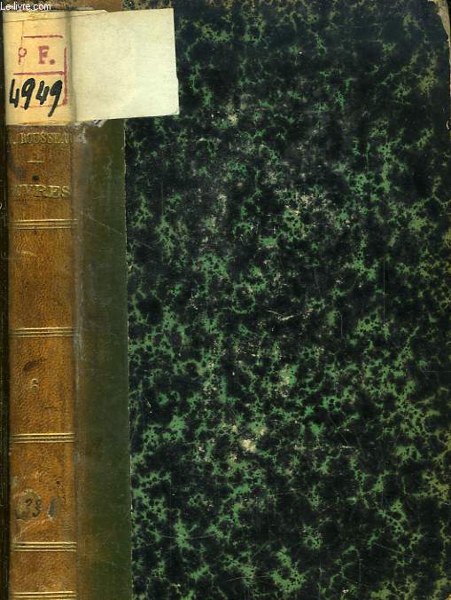 Oeuvres compltes de J.J. Rousseau. TOME 6 : Posies Diverses - Botanique.