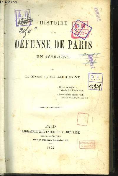 Histoire de la Dfense de Paris en 1870 - 1871