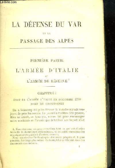 Dfense du Var et le passage des Alpes. Lettres des gnraux Massna, Suchet, Lettres diverses.