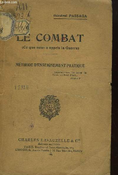 Le Combat (Ce que nous a appris la Guerre). Mthode d'Enseignement Pratique