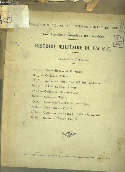 Histoire Militaire de l'A.E.F. Album de 11 cartes.