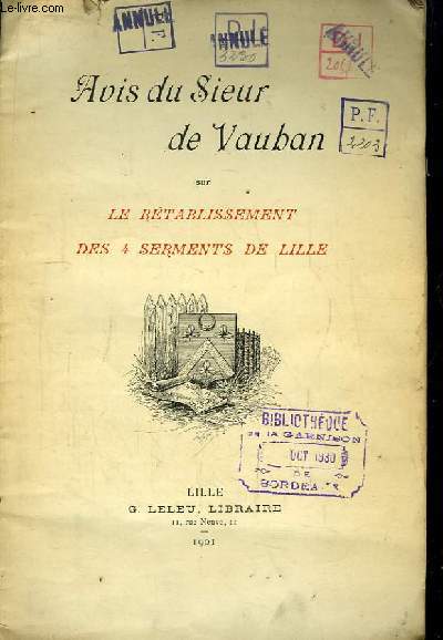 Avis du Sieur de Vauban, par le Rtablissement des 4 Serments de Lille.