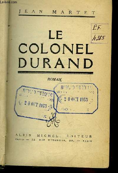 Le Colonel Durand. Roman