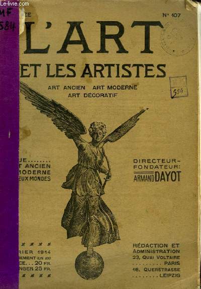 L'Art et les Artistes. Art ancien, moderne et dcoratif. N107 : Les animaux dans l'Oeuvre d'Eugne Delacroix, Le Plafond du Thtre de Rennes, Un Tableau de Tiepolo retrouv, L'Art de John Sloan, Gustave Jaulmes,