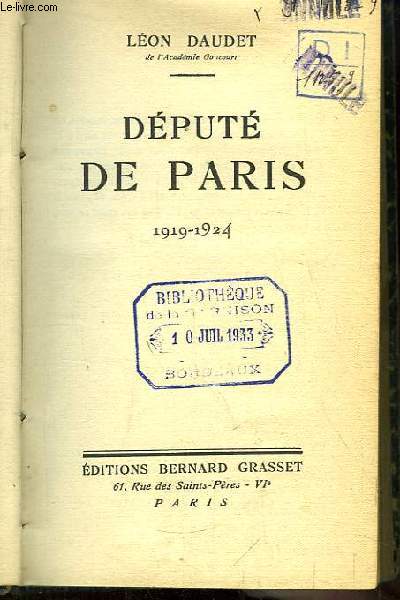 Dput de Paris. 1919 - 1924