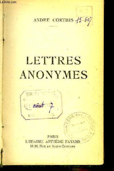 Lettres Anonymes.
