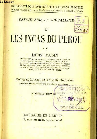 Essais sur le Socialisme. TOME 1 : Les Incas du Prou.