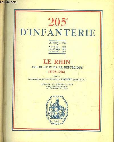 205e d'Infanterie. Le Rhin, Ans III et IV de la Rpublique (1795 - 1796).