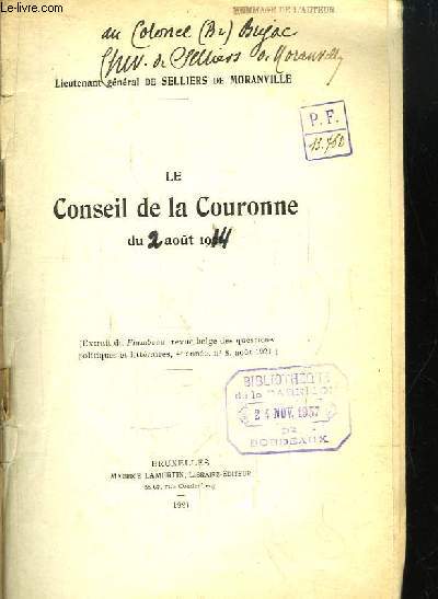 Le Conseil de la Couronne, du 2 aot 1914