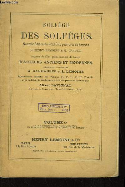 Solfge des Solfges. Nouvelle dition pour voix de Soprano. VOLUME 6