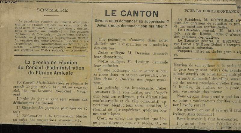 Bulletin de l'Union Amicale des Juges de Paix, de France et des Colonies. N5