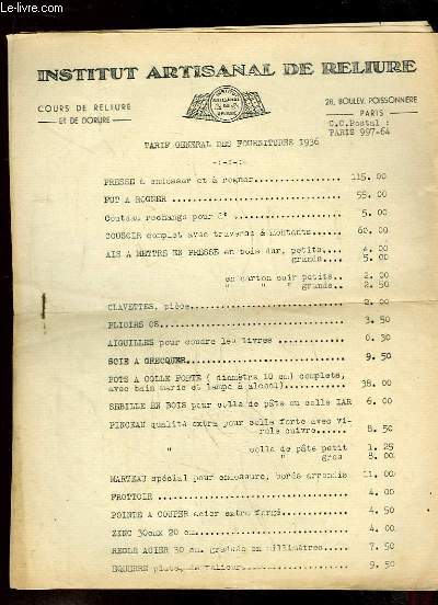 Catalogue de Tarif Gnral des Fournitures 1936