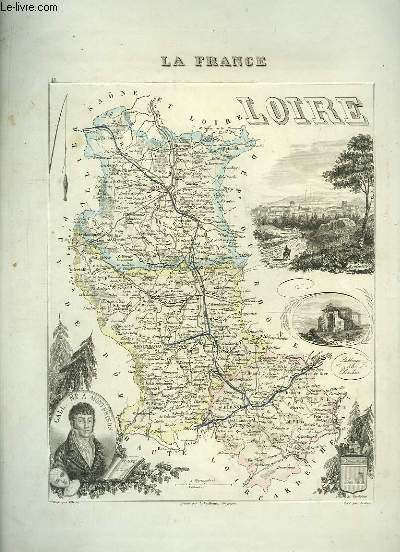 Carte grave en couleurs du dpartement de la Loire ( Planche n41)