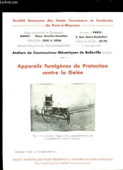 Brochure des Appareils Fumignes de Protection contre la Gele.