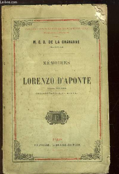 Mmoires de Lorenzo d'Aponte, pote vnitien, collaborateur de Mozart.
