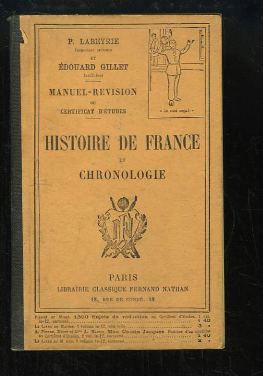 Histoire de France et Chronologie. Manuel-Rvision du Certificat d'Etudes.