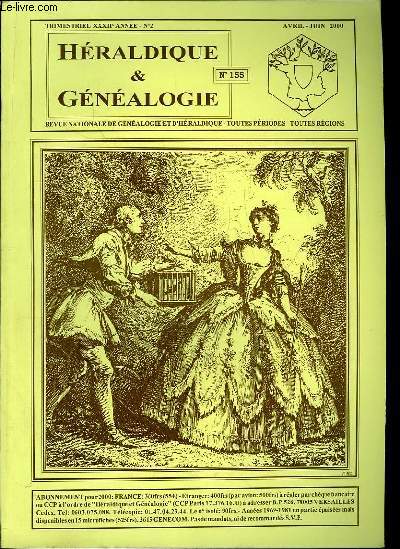 Hraldique & Gnalogie, N155 - XXXIIe anne, n155 : Monographie de VERBIESLE, Famille CORBIERE, les DUBUT, Famille FROMAGEOT, GENAND, GERVAISE, MALIAN, ROQUEFEUIL-VERSOLS, CRESPIN ...