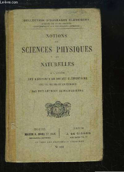 Notions de Sciences Physiques et Naturelles.