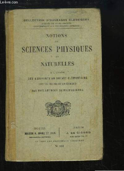 Notions de Sciences Physiques et Naturelles.