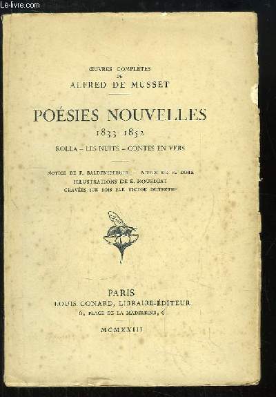 Oeuvres Compltes de Alfred de Musset. Posies Nouvelles. 1833 - 1852