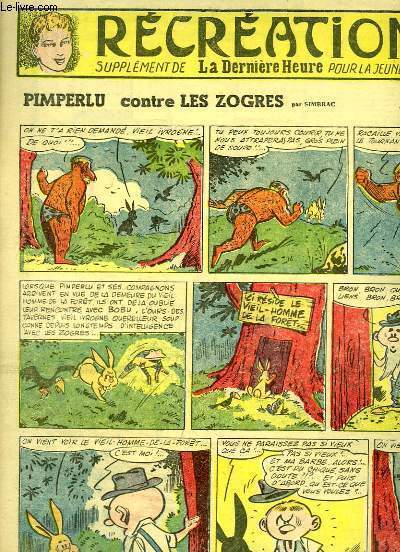 Rcration du 14 octobre 1954 : Dans les temps Futurs - Pimperlu contre les Zogres, par SIMBRAC - Au Pays des Gorilles, Aventures du Cap'tain Tony, par VALENTIN.