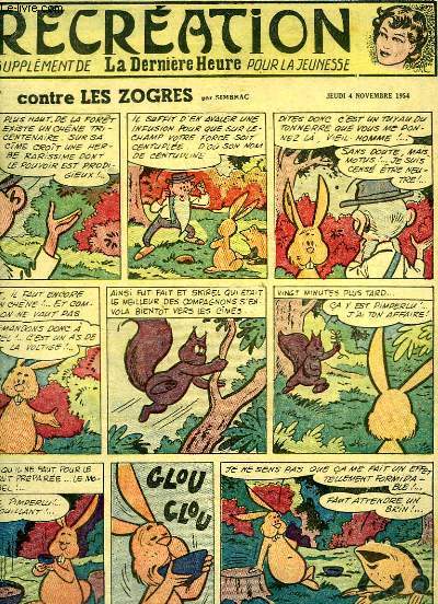 Rcration du 4 novembre 1954 : La Sorcire - Pimperlu contre les Zogres, par SIMBRAC - Au Pays des Gorilles, Aventures du Cap'tain Tony, par VALENTIN.