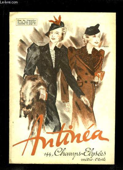 Catalogue Antina 1937 (Fourrures, Robes, Manteaux).