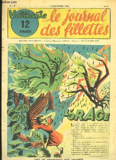 Vaillante, le journal des fillettes N40 : L'Orage - Le Voyage de Zezette