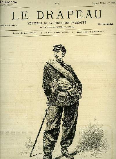 Le Drapeau N3, 4me anne : Tenue de Campagne, dessin de Jules LAVEE d'aprs A. DE NEUVILLE - 15 janvier 1871, Montbliard, devant le chteau, gravure de VOULQUIN d'aprs BERNE-BELLECOUR