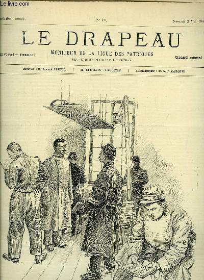 Le Drapeau N18, 4me anne : La Thorie, dessin de JEANNIOT - Ferdinand de Lesseps, membre de l'Acadmie Franaise, dessin par BONNAT.