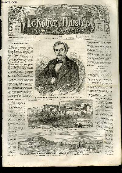 Le Nouvel Illustr N123 - 1re anne : Le Gnral de division Marquis de Lawoestine,  Genve - Vue de la Cane, capitale de l'le de Candie - Vue gnrale de l'le de Candie - Les Cinq Doigts - Incendie du corps de garde sur le Pont Neuf ...