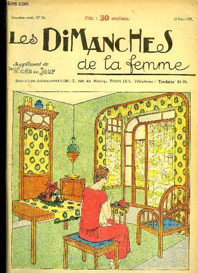 Les Dimanches de la femme N54 - 2me anne : Mousselines et Voiles Brods - Motifs Perls - Les Poussins - Le Lierre - Pour Mimi Pinson - Ecran en broderie genre chinois ...