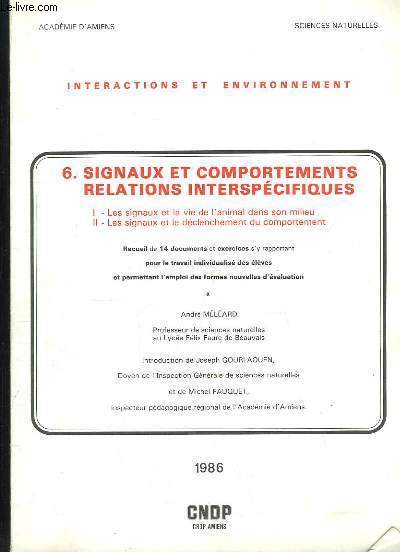 Interactions et Environnement N6 : Signaux et comportements, relations interspcifiques