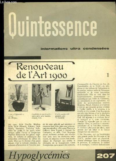 Quintessence, informations ultra condenses, n207 : Renouveau de l'Art 1900