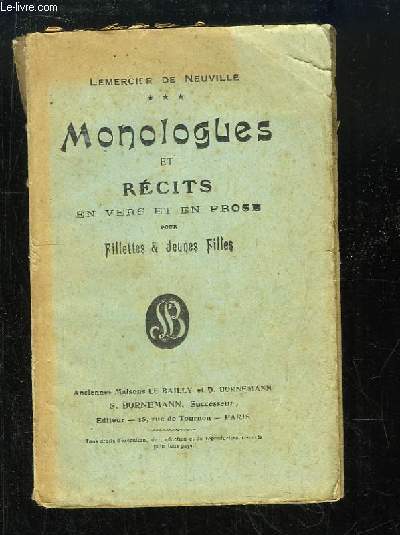 Monologue et Rcits, en vers et en prose pour Fillettes & Jeunes Filles.