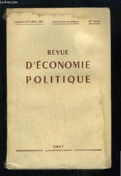 Revue d'Economie Politique N4 / 5 - 67e anne