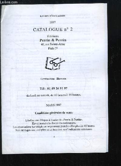 Catalogue N2. Livres d'occasion Littrature et Histoire.