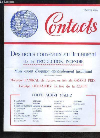 Contacts de Fvrier 1960 : Des noms nouveaux au firmament de la Production Incendie