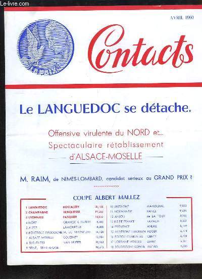 Contacts d'Avril 1960 : Le Languedoc se dtache, Offensive virulente du Nord et ... spectaculaire rtablissement d'Alsace-Moselle