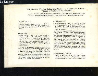 Supplment 1963 au Guide des Chteaux ouverts au public : 