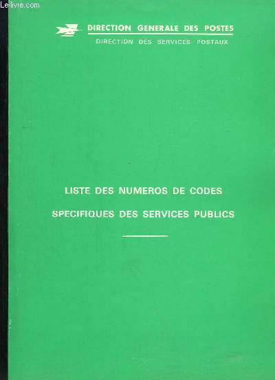 Liste des numros de codes spcifiques des Services Publics