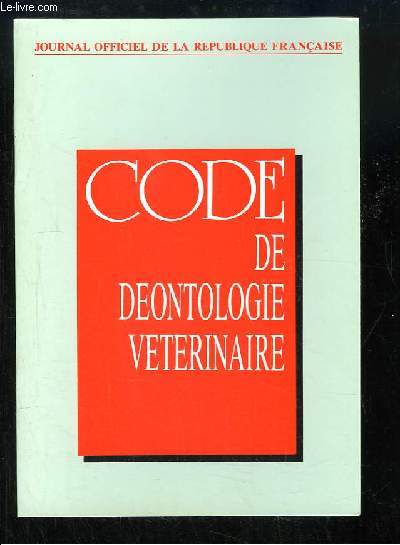 Code de Dontologie Vtrinaire.