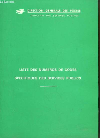 Liste des Numros de Codes Spcifiques des Services Publics